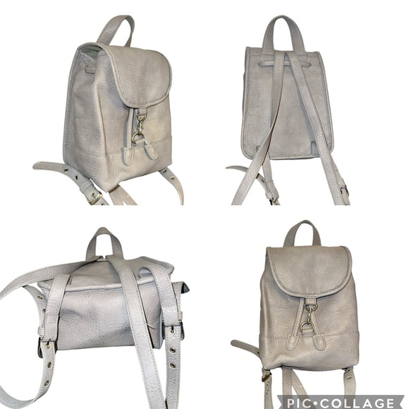 Free People gray pebbled  small Vegan leather  backpack - Picture 3 of 16
